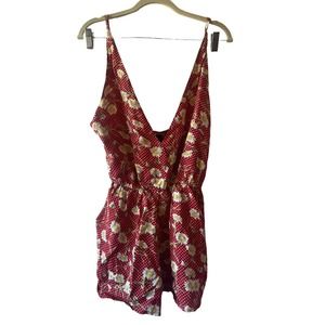 Blue Life Red Daisy Romper Size S